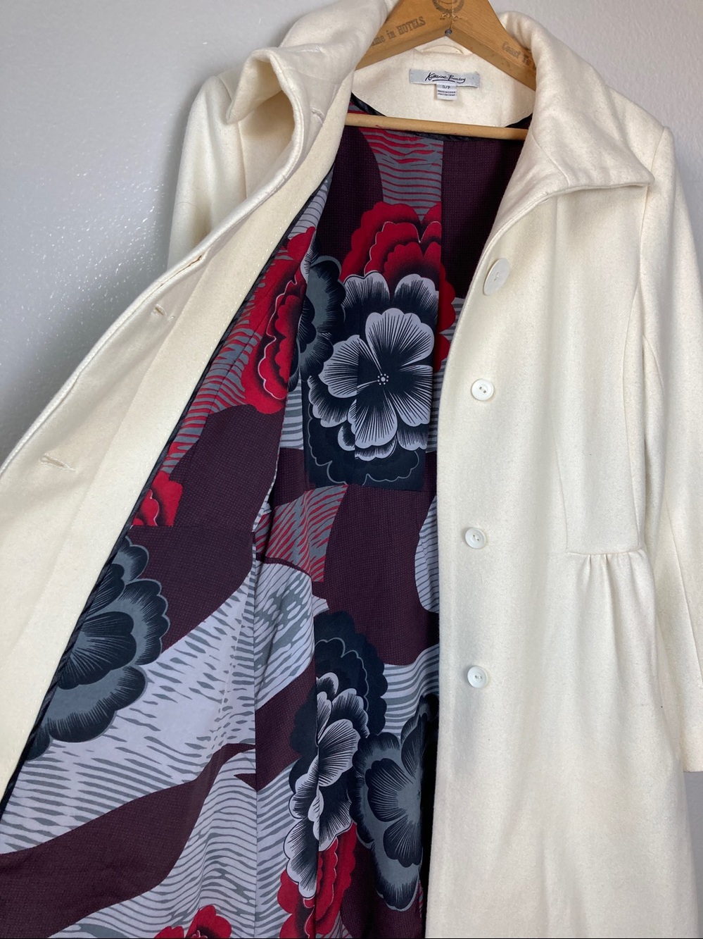 Katherine Barclay Wool Blend Funnel neck coat Twee Sz S - Picture 10 of 13
